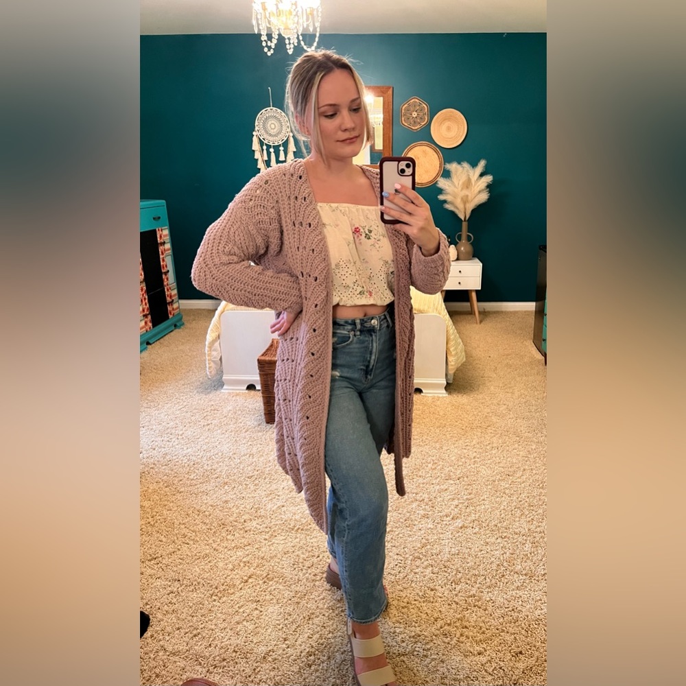 Moon and Madison lavender soft knit scalloped sweater
